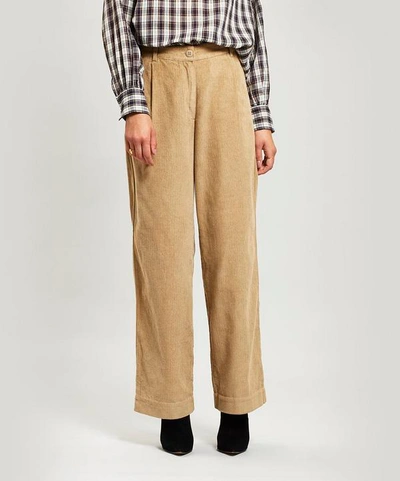 Folk Long Wide-leg Cord Trousers In Grey