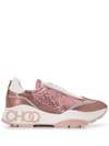 Jimmy Choo Raine Galactica Glitter-embellished Leather Trainers In Candyfloss