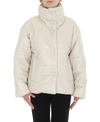 Nanushka Beige Vegan Leather Hide Puffer Jacket In Creme