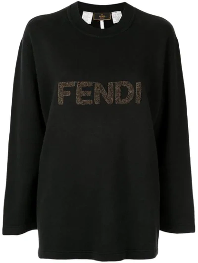 Pre-owned Fendi Logo贴花套头衫 In Black