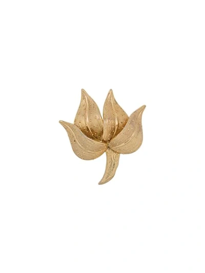 Pre-owned Susan Caplan Vintage 1966 Floral Brooch In Gold