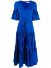 Borgo De Nor Teodora Gathered Cotton-blend Poplin Dress In Blue