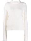 CHLOÉ CHLOÉ RIBBED CREW NECK KNITTED TOP - 白色