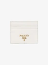 PRADA PRADA WHITE LOGO PLAQUE LEATHER CARD HOLDER,1MC025QWA14093263