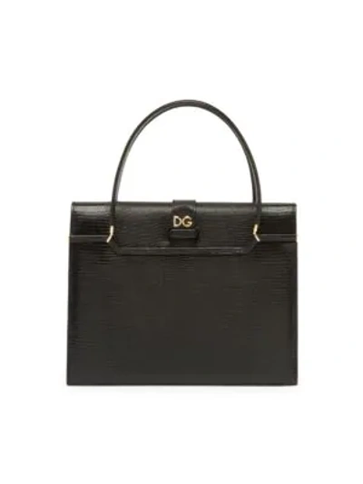 Dolce & Gabbana Women's Lizard-embossed Leather Satchel In Black