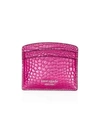 Kate Spade Sylvia Croc-embossed Patent Leather Card Holder In Berry