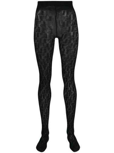 Fendi Ff Pattern Tights In Black