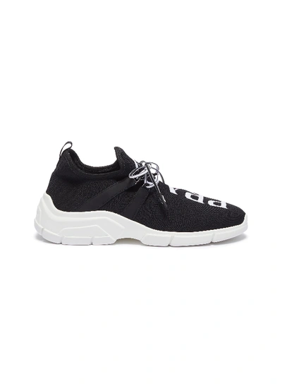 Prada Logo Intarsia Knit Sneakers