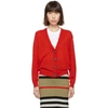 BURBERRY BURBERRY RED VINTAGE CHECK ELBOW PATCH DORNOCH CARDIGAN