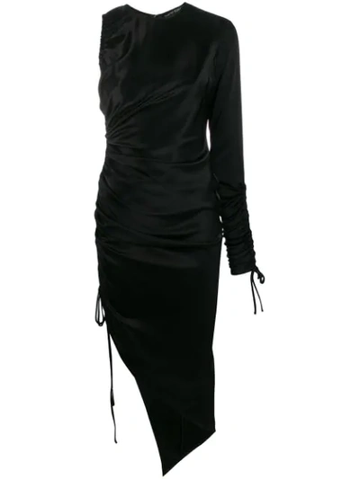 David Koma Asymmetric Midi Dress In Black