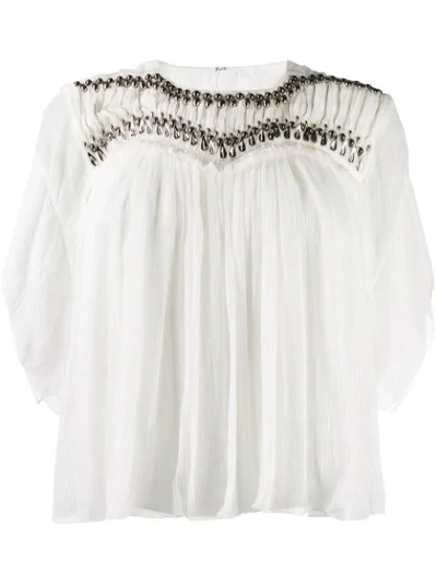 Chloé Embellished Pleated Blouse - 白色 In White