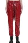 RICK OWENS TRACK PANTS PANTS IN RED TECH/SYNTHETIC,11006697
