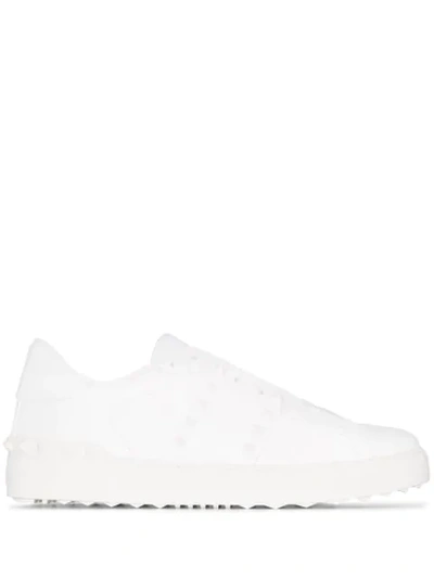 Valentino Garavani Rockstud Untitled Leather Sneakers In White