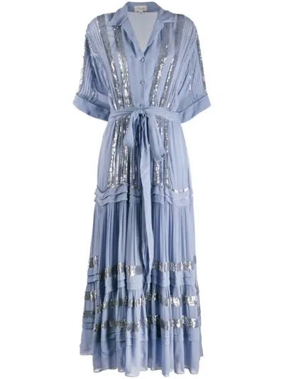 Temperley London Sable Sequin-embellished Chiffon Midi Dress In Blue