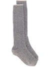 Brunello Cucinelli Ribbed Socks In Grey