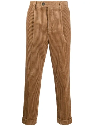 Brunello Cucinelli Corduroy-style Trousers In Brown