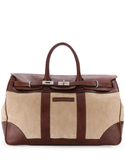 Brunello Cucinelli Leather-trimmed Corduroy Holdall In Neutrals