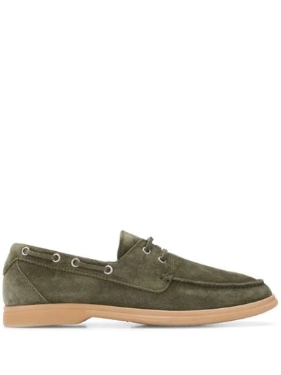 Brunello Cucinelli Suede Boat Shoes In Green