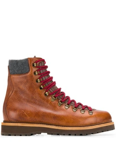 Brunello Cucinelli Full-grain Leather Boots In Brown