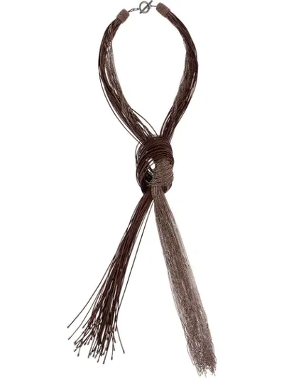 Brunello Cucinelli Fringe Necklace In Brown