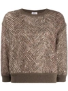 BRUNELLO CUCINELLI CHEVRON PATTERN KNITTED JUMPER