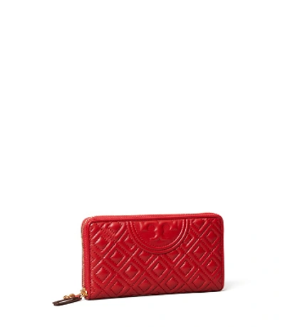 Tory Burch Fleming Zip Continental Wallet In Red Apple