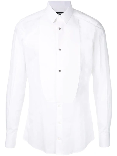 Dolce & Gabbana Pleated Bib Shirt In Optic White