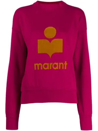 Isabel Marant Étoile Milly Flocked-logo Cotton-blend Sweatshirt In Fuchsia