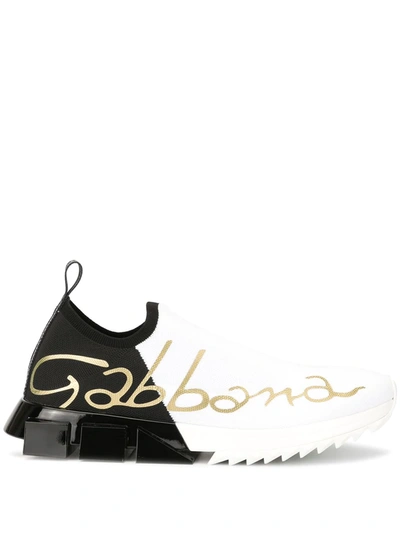 Dolce & Gabbana Stretch Mesh Sorrento Trainers In White,black