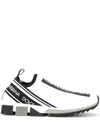 Dolce & Gabbana Men's Sorrento Logo-stripe Sock Sneakers In White