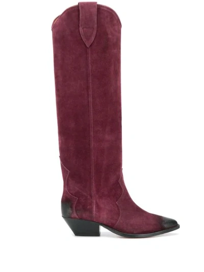 Isabel Marant Denvee Suede Knee-high Boots In Red