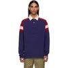 Gucci Tennis-logo Long-sleeved Cotton Polo Shirt In Inchiostro Red Mc