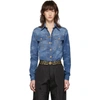 VERSACE VERSACE BLUE DENIM LOGO STAMPED SHIRT