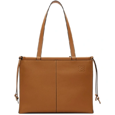 Loewe Cushion Soft Grained Calf Leather Tote Bag In Light Caramel
