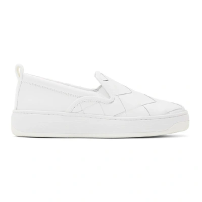 Bottega Veneta Maxi Intrecciato Weave Slip-on Sneakers In White