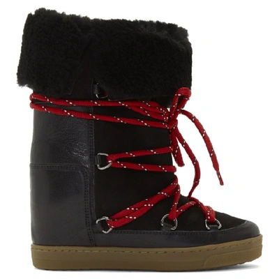 Isabel Marant Black Shearling Nowly Boots