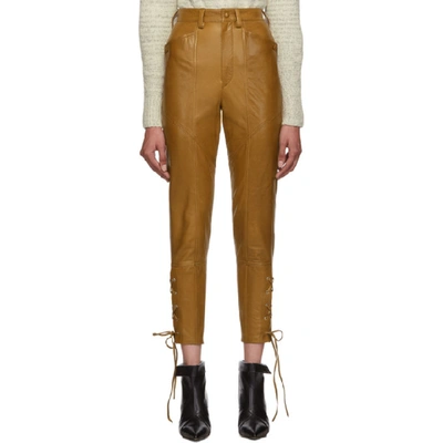 Isabel Marant Brown Leather Cadix Trousers In 23nl Natura