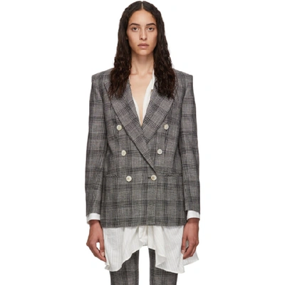 Isabel Marant Deagan Double-breasted Checked Cotton-blend Blazer In Grey