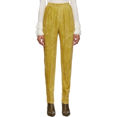 Isabel Marant Fany High-rise Straight Velvet Pants In Dusty Yellow