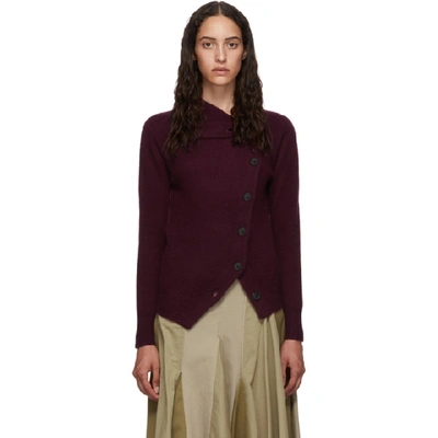 Isabel Marant Cashmere Asymmetric Button-front Jumper In Burgundy