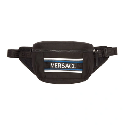 Versace Contrast Logo Belt Bag In Black