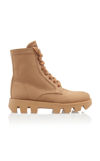 Prada Women's Washed Combat Boots In Brown