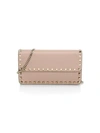 Valentino Garavani Garavani Rockstud Leather Wallet-on-chain In Poudre