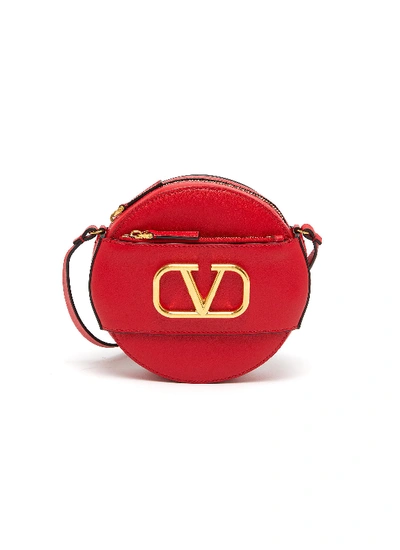 Valentino Garavani Vlogo Leather Circle Bag In Rouge Pure