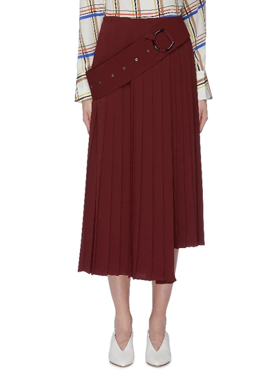 Akira Naka Belted Pleated Staggered Hem Skirt