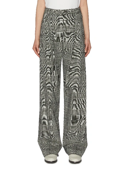 Proenza Schouler Belted Check Plaid Wide Leg Suiting Pants In Black/white
