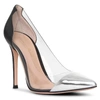 GIANVITO ROSSI PLEXI 105 SILVER AND BLACK PUMPS,GR15515S