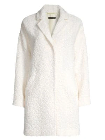 Eileen Fisher Oversized Curly Alpaca Coat In Soft White