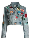 ALICE AND OLIVIA Patch Cropped Jean Jacket