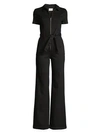 ALICE AND OLIVIA Gorgeous Short-Sleeve Flare Zip Jumpsuit